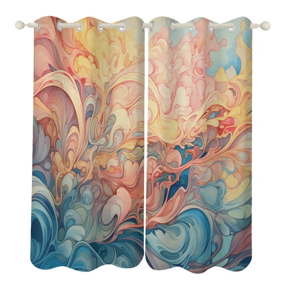 Simple Colored Ripple Blackout Curtains for Bedroom Curtains Insulated Room Darkening Window Drapes for Living Room