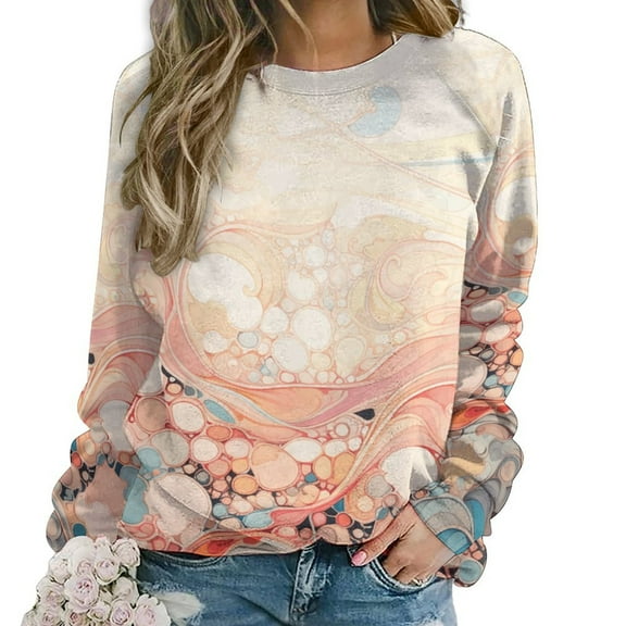 Simple Colored Ripple Mom Sweatshirt For Women Long Sleeve Pullover