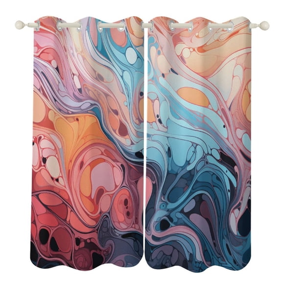 Simple Colored Ripple Window Curtain Panels Grommet Blackout Curtains Blackout Curtains for Living Room