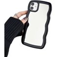 Simple Colorful Complementary Mirror Phone case with Curly Border Wave