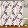 thumbnail image 1 of Simple Colorful Geometric Pattern Fabric Shower Curtain Bathroom Curtains Round Mosaic Waterproof Bath Screen With 12, 1 of 5