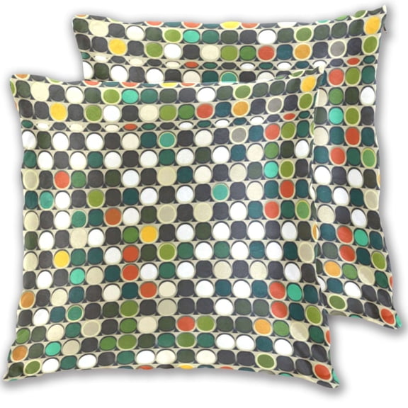 Simple Colorful Spots Throw Pillow Covers 16x16 Inch 2 Packs Decorative Square for Living Room Couch Bed Sofa