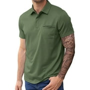 HFOLOB Simple Comfortable Breathable Polo Pocket Men's T-Shirts