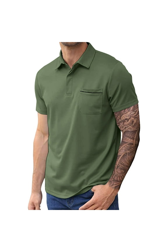 Simple Comfortable Breathable Polo Pocket Men's T-Shirts
