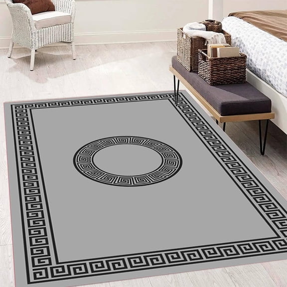 Simple And Comfortable Carpet.Suitable For Bedroom,Living Room,Apartment,Machine Washable, Non-Slip Soft Modern Interior Rug,Smudge-Proof,Non-Shedding.Black-Grey 3x5ft