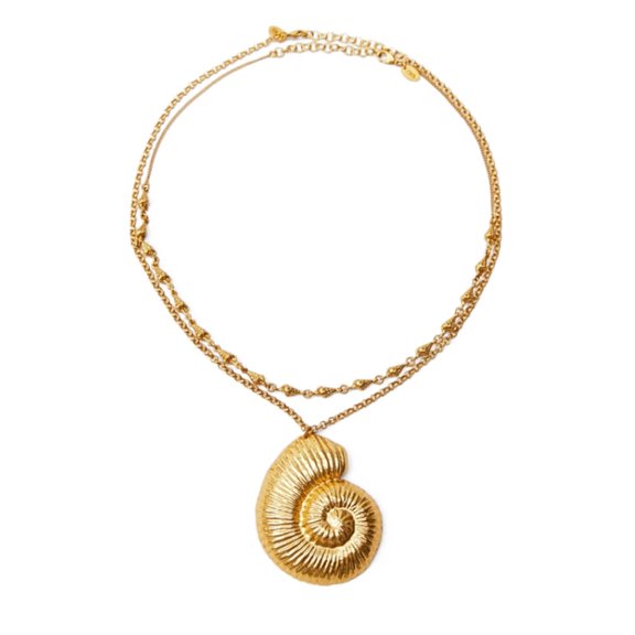 Simple Conch Pendant Necklace for Women Korean 2-layer Fashion Punk Sweater Neck Chain Trend