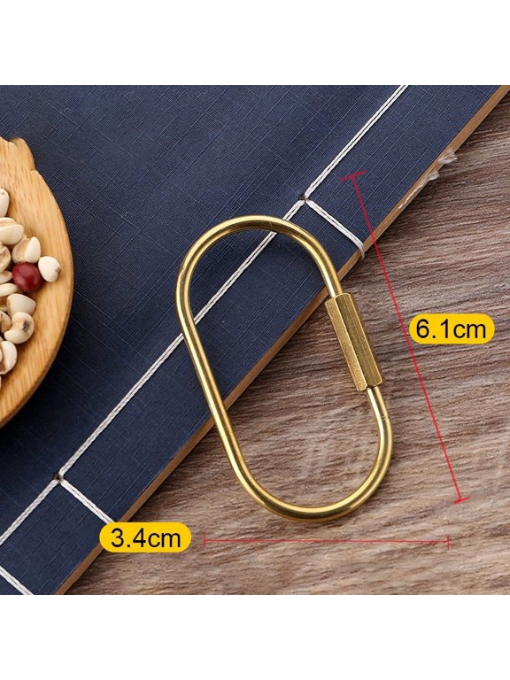 Simple Copper Keychain With Screw Lock D-shape Hooks Key Ring Carabiner Buckles Clip D-Type Waist Hanging Key Holder Accessories