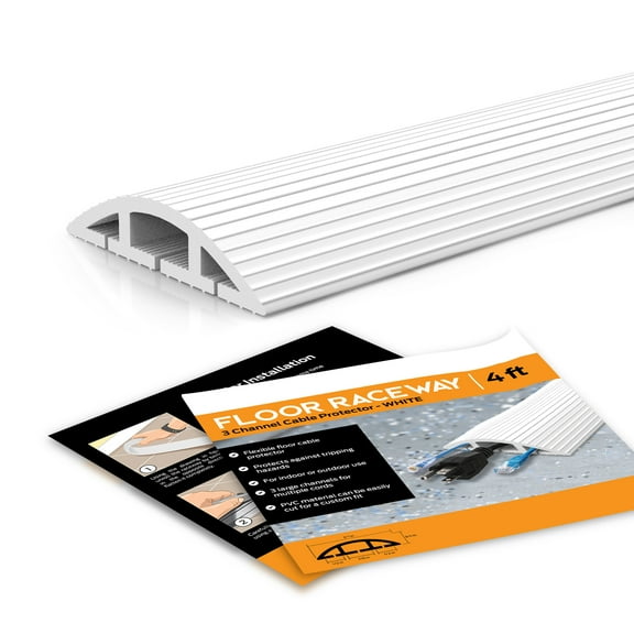 Simple Cord 4 Ft Cord Cover - 3-Channel Raceway for Sidewalks or Walkways