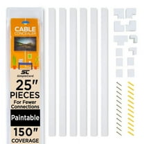 Simple Cord 150-in Cord Hider Kit, 6-Pack 25-inch Wall-Mounted Cable Management Covers, White