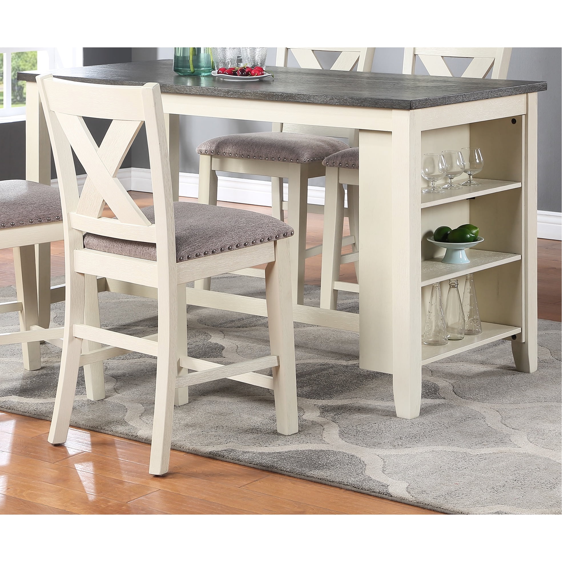 Simple Counter Height Dining Table, Storage Shelves, Wooden For Space Kitchen With Modern Wood ...