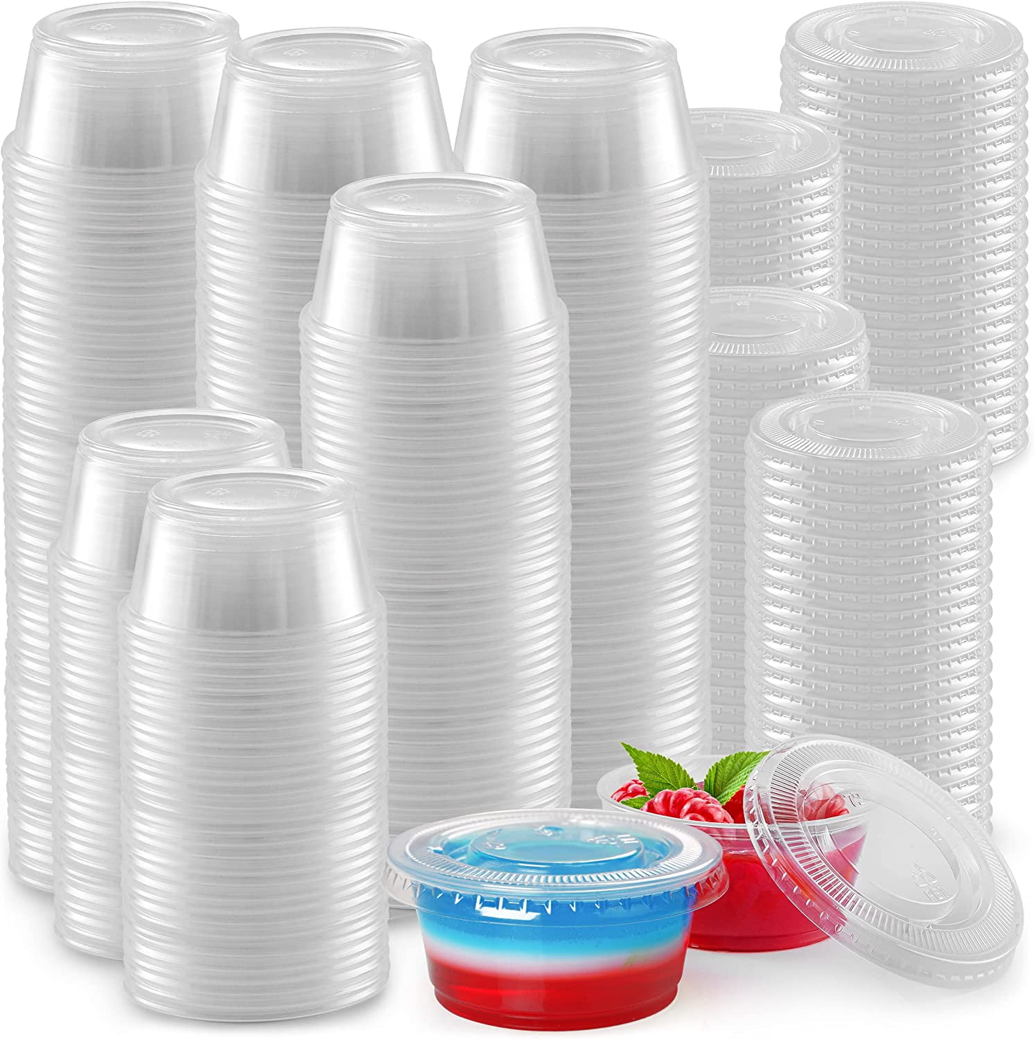 Simple Craft JellO Shot Cups with Lids Plastic Portion Cup Condiment