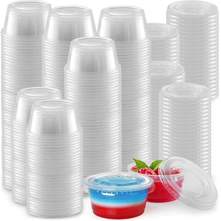 Simple Craft Jell-O Shot Cups with Lids Plastic Portion Cup Condiment Containers 2oz 200 Pack