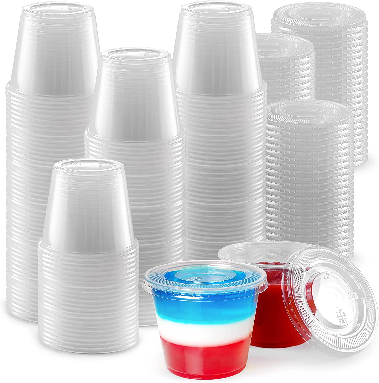 Simple Craft JellO Shot Cups with Lids Plastic Portion Cup Condiment