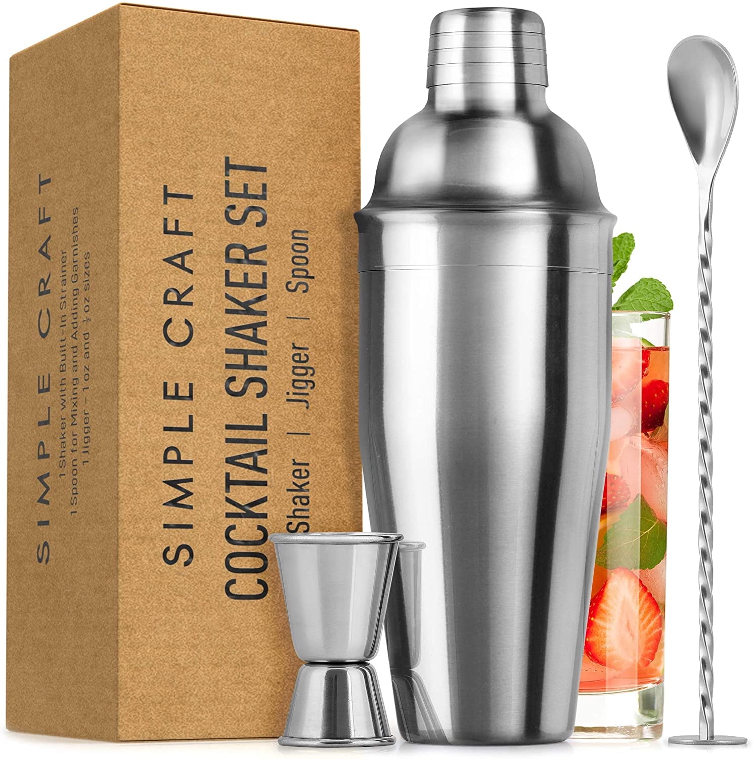 Reduce Insulated Cocktail Shaker, 20 oz - Stainless Steel with Built In  Strainer - Keeps Your Drinks Chilled - Ideal for Making Craft Cocktails -  Gray