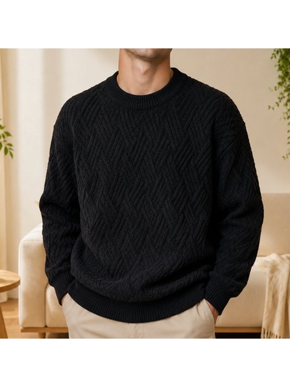 Simple Crew Neck Pullover Sweater Soft Everyday Men's Knit Essential M-4XL