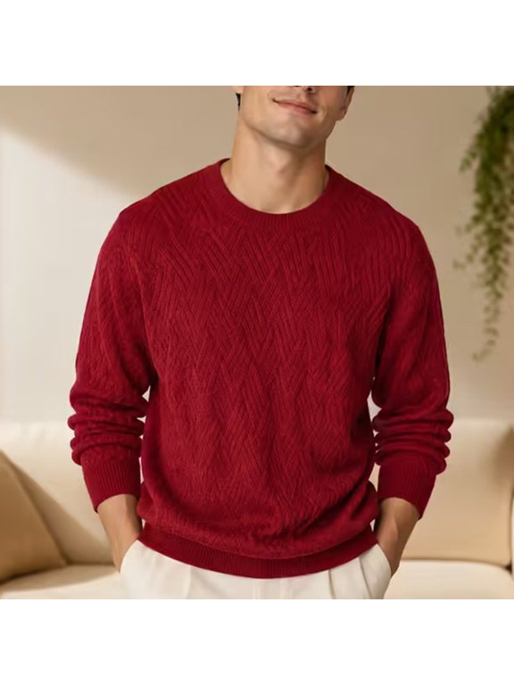 Simple Crew Neck Pullover Sweater Soft Everyday Men's Knit Essential M-4XL
