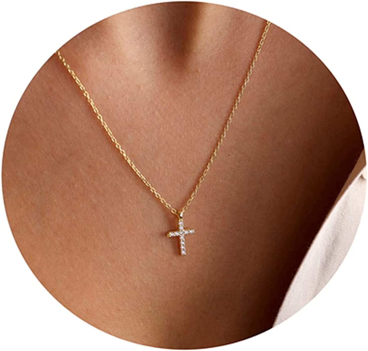 Infinity cross necklace for women 14k gold 1/8ct diamond by fehu jewel