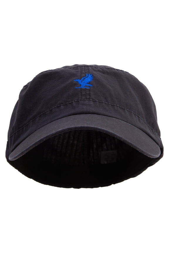 Simple Crow Logo Embroidered Big Size Fitted Ripstop Cotton Military Army Cap - Black 2XL-3XL