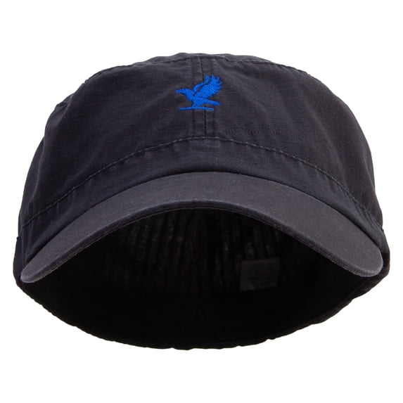 Simple Crow Logo Embroidered Big Size Fitted Ripstop Cotton Military Army Cap - Black XL-2XL