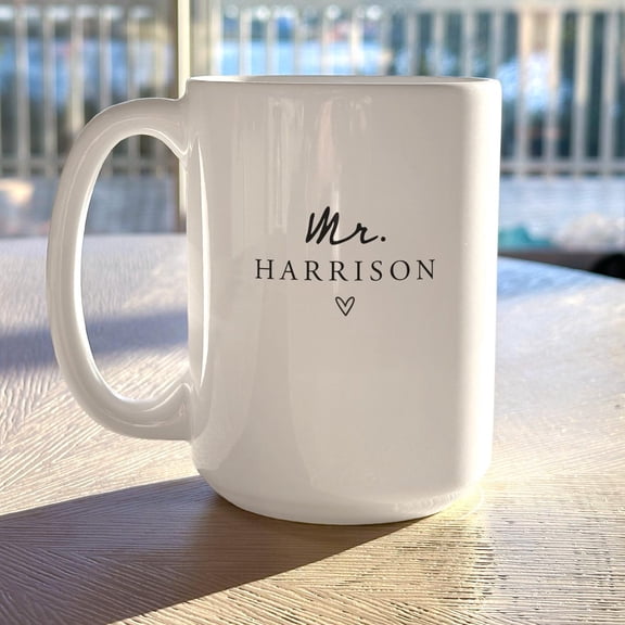 Simple Custom Name Coffee Mug Minimalist Last Name Gift Birthday Wedding Bridal Shower Gif