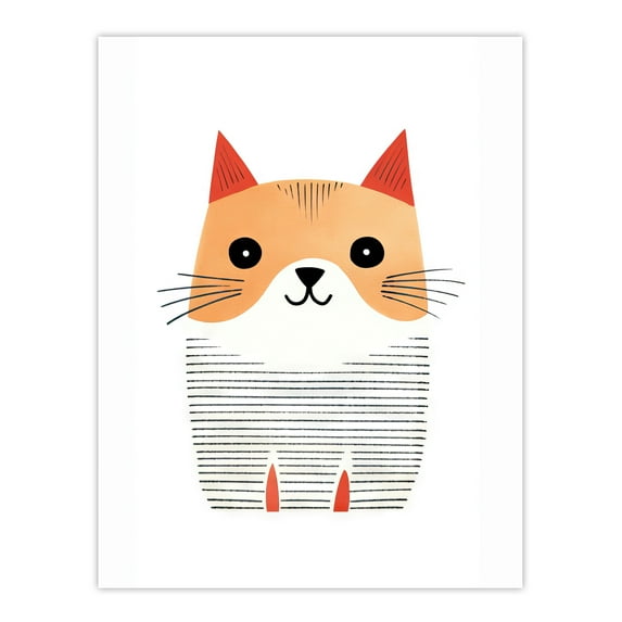 Simple Cute Cat Pencil Drawing Kids Bedroom Artwork Extra Large XL Wall Art Poster Print