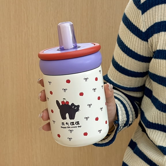 Simple And Cute Little Cat Desktop Insulated Vacuum Cup, High-End Exquisite Portable Small Water Cup, Aesthetically Pleasing Mug, Perfect Gift for Occasions Like Valentine's Day And Mother'S Day.