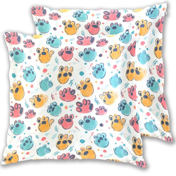 Simple Cute Paw Throw Pillow Covers 20x20 Inch 2 Packs Decorative Square for Living Room Couch Bed Sofa