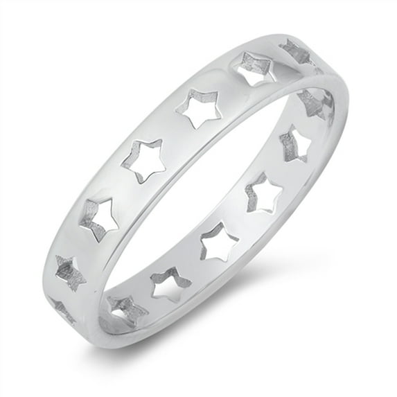 Simple Cutout Star Ring .925 Sterling Silver Band Jewelry Female Male Unisex Size 4