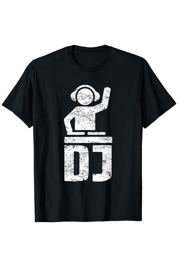 Simple DJ Stuff Deejay Logo Men's Short Sleeve Round Neck Black T-shirt