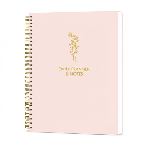 Simple Daily Planner Undated, To Do List Notebook with Hourly Schedule, Spiral Bound Organizer for Work Life Tasks, Day Agenda Journal, Aesthetic Pink