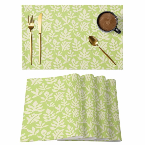 Simple Daisy Silhouette Placemats Set of 1, Retro Flowers Green Patterns Non-Slip Place Mats Washable Table Mats for Kitchen Dining Table Decorations Indoor/Outdoor