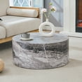 thumbnail image 1 of Simple Deep Walnut Cylindrical Coffee Table, 27.5-Inch Diameter X 12 Inch Height, MDF Material Living Room Furniture, Suitable for Industrial Style or Modern Minimalist Living Room (Gray), 1 of 12