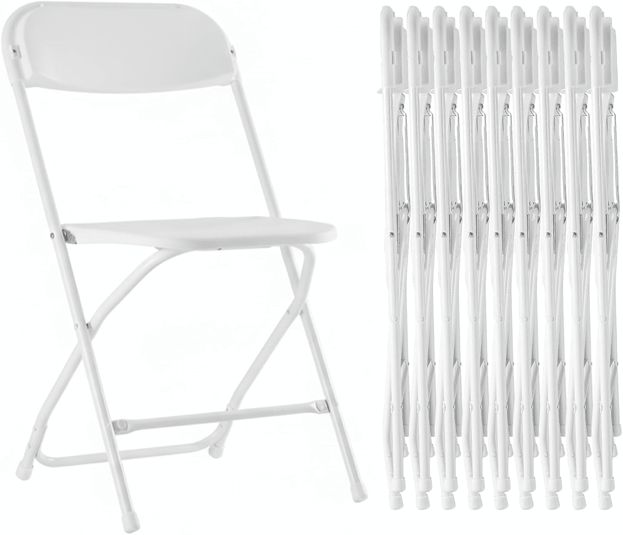 Simple Deluxe 10-Pack Plastic Folding Chair, Portable Chair with Metal Frame, 330lb Capacity, Foldable Stackable Indoor Outdoor Chairs for Wedding, Party, Picnic, Office & Dining, Black