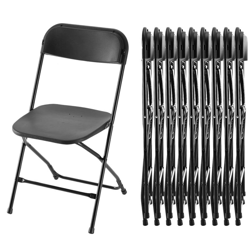 Simple Deluxe 10-Pack Plastic Folding Chair, Portable Chair with Metal Frame, 330lb Capacity, Foldable Stackable Indoor Outdoor Chairs for Wedding, Party, Picnic, Office & Dining, White