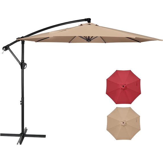 Simple Deluxe 10 ft Cantilever Outdoor Hanging Patio Umbrella -Tan