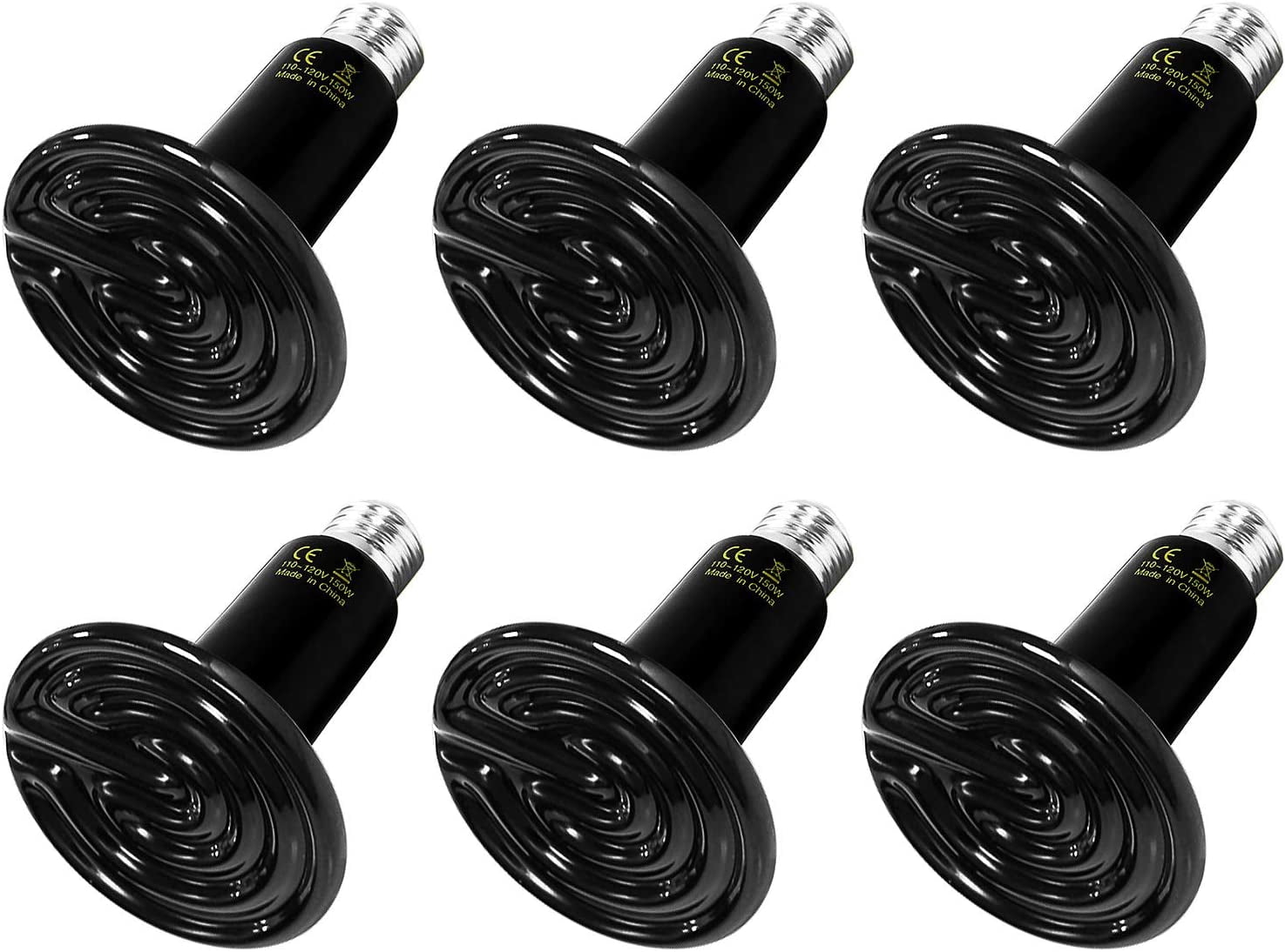 Simple Deluxe 100W 6-Pack Ceramic Heat Emitter Reptile Heat Lamp Bulb ...