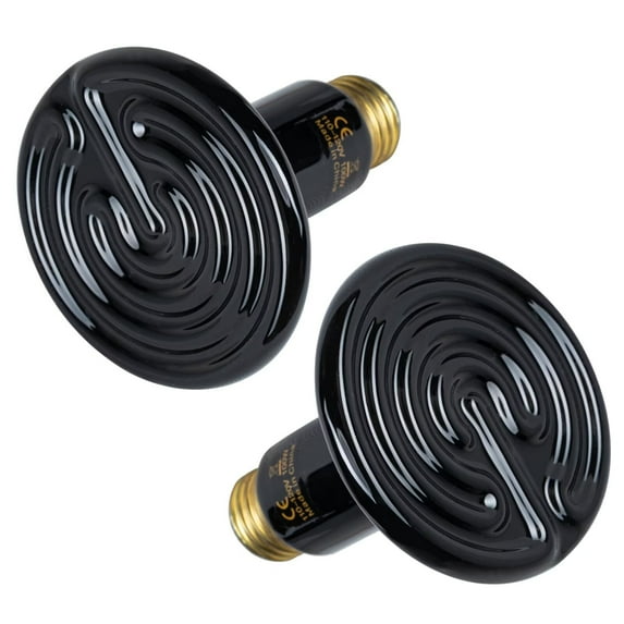 Simple Deluxe 100W Ceramic Heat Emitter Reptile Heat Lamp Bulb No Light Emitting Brooder Coop Heater for Amphibian Pet & Incubating Chicken, 2-Pack