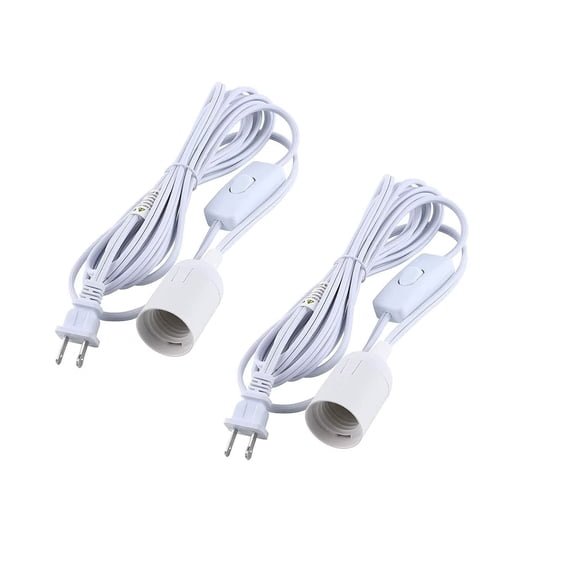 Simple Deluxe 12 Feet 360W Extension Hanging Lantern Pendant Light Lamp Cord Cable E26 Socket On/Off Switch (No Bulb Included), 2 Pack, White