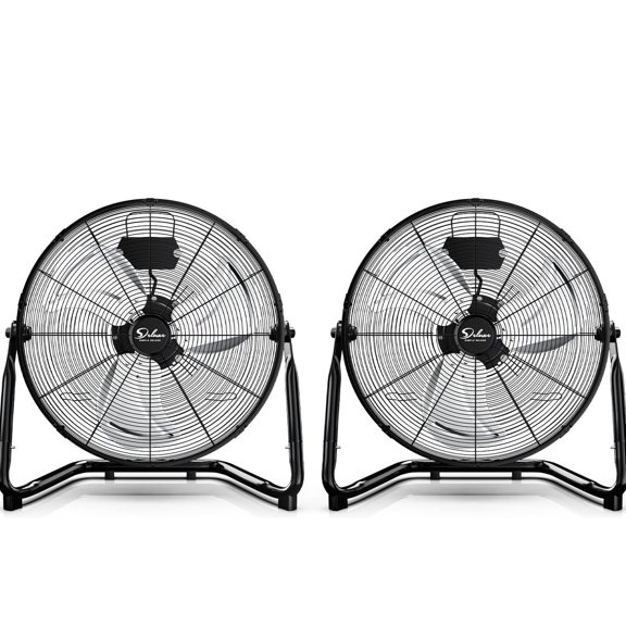 Simple Deluxe 12 Inch 3-Speed High Velocity Heavy Duty Metal Industrial Floor Fans Oscillating Quiet for Home, Commercial, Residential, and Greenhouse Use, Outdoor/Indoor, Black,2 pack