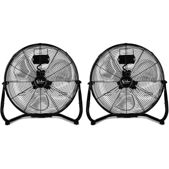 Simple Deluxe 12" High Velocity Floor Fan, 3-Speed Heavy Duty Metal Fan for Home, Commercial, Greenhouse, Indoor/Outdoor Use, Black 2 Pack