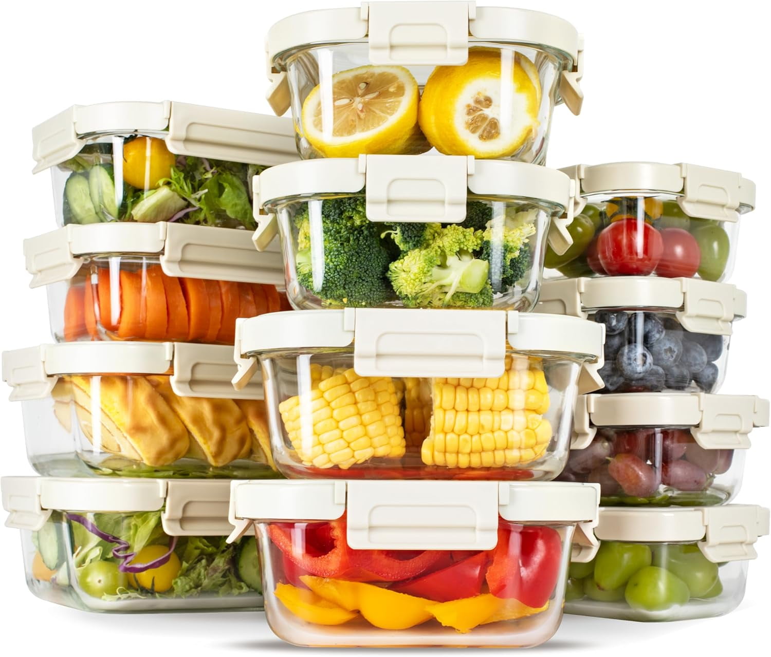 Simple Deluxe 12pc Food Meal Prep Containers with Exclusive Glass Lids ...