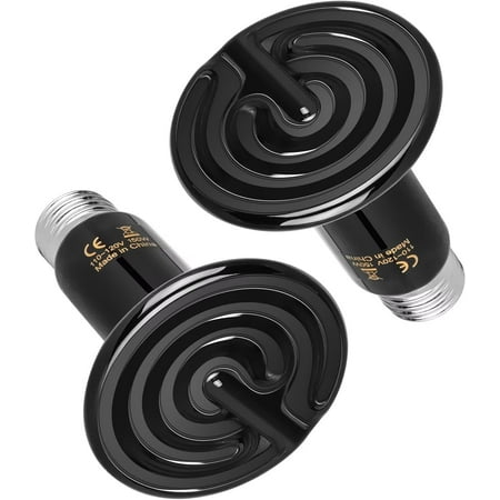 Simple Deluxe 150W 2-Pack Ceramic Heat Emitter, No Light Emitting Light Bulbs, Ceramic Heat Lamp for Reptiles, Snake, Lizard, Spider