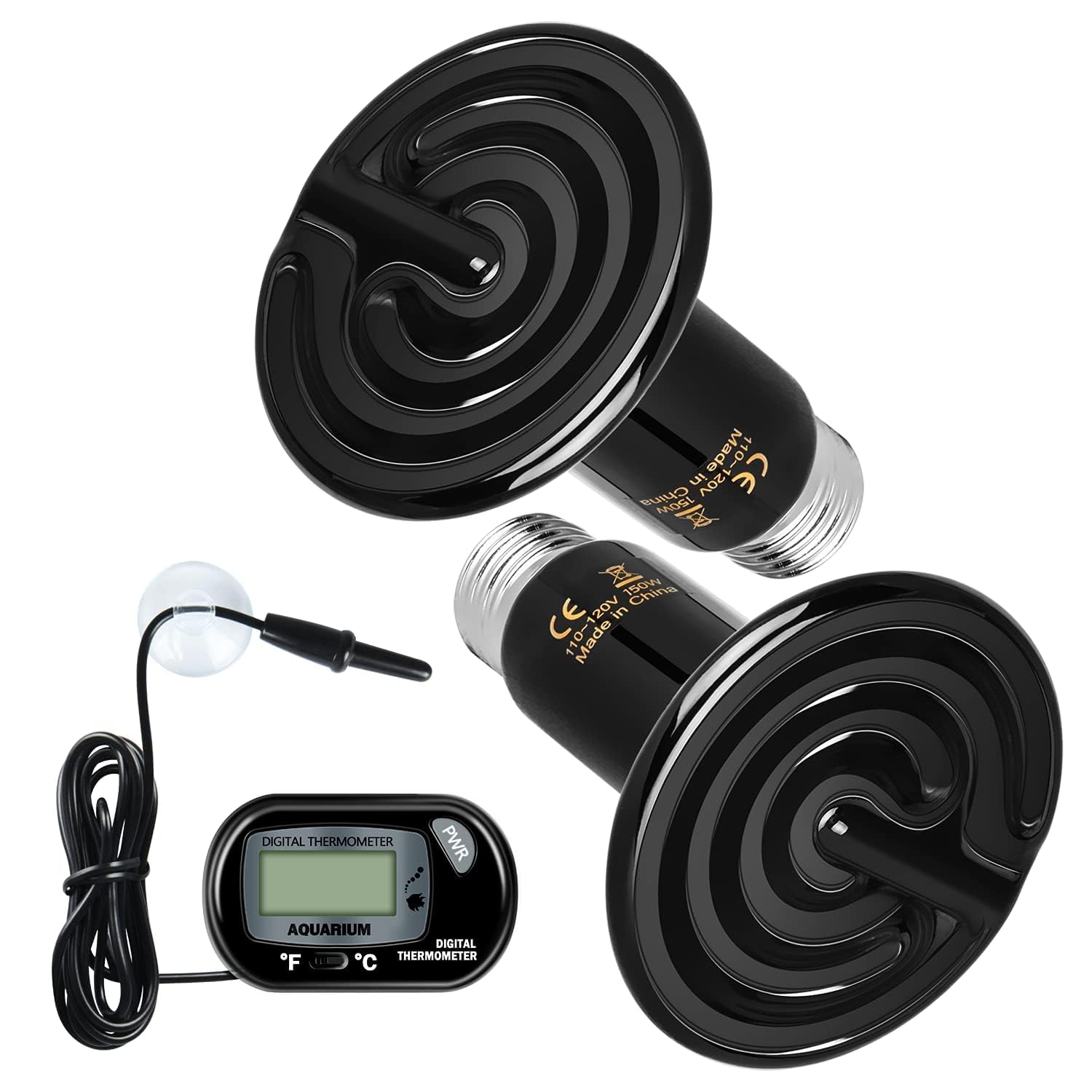 Simple Deluxe 150W Ceramic Heat Emitter Reptile Heat Lamp with Digital