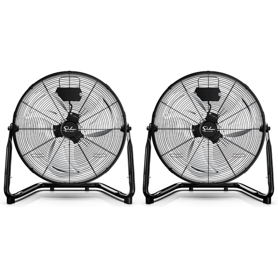 Simple Deluxe 20" High Velocity Floor Fan, 3-Speed Heavy Duty Metal Fan for Home, Commercial, Greenhouse, Indoor/Outdoor Use, Black 2 pack