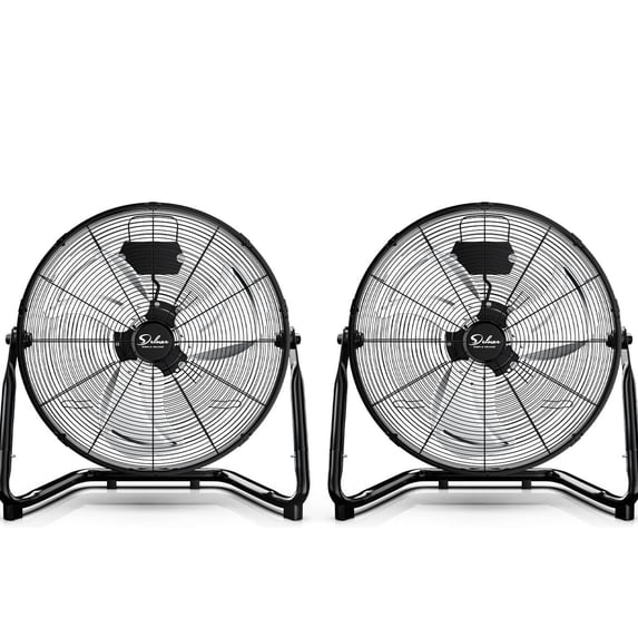 Simple Deluxe 20 Inch 3-Speed High Velocity Heavy Duty Metal Industrial Floor Fans Oscillating Quiet for Home, Commercial, Residential, and Greenhouse Use, Outdoor/Indoor, Black,2 pack