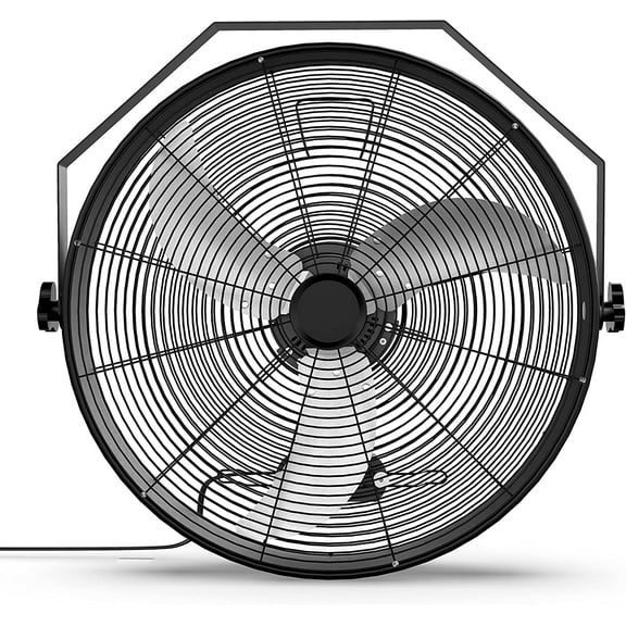 Simple Deluxe 20 inch High Velocity Wall Mount Fan with Rack, 3 Speed Industrial/Commercial Metal Ventilation Fan