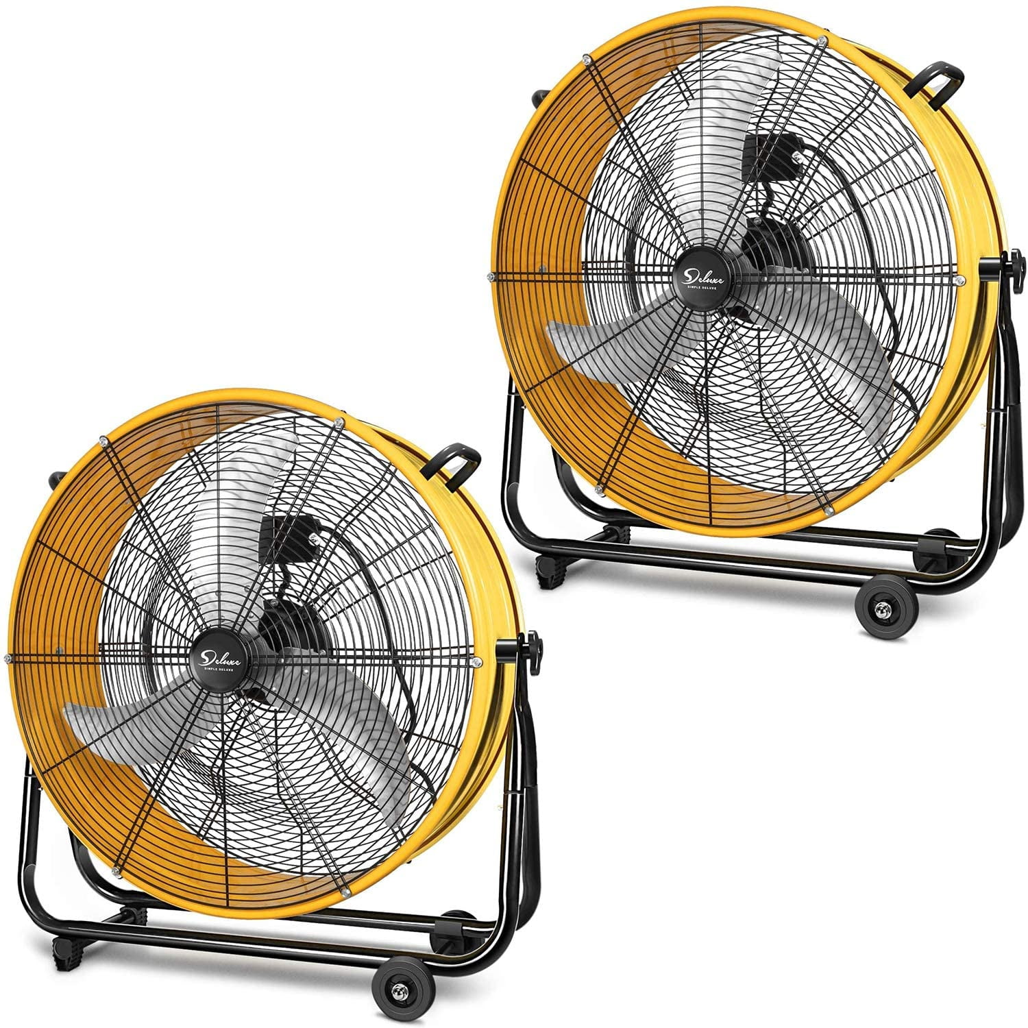 COSTWAY Industrial Drum Fan, 24 Inch 3-Speed Barrel High-Velocity Air  Circulator Fan with Built-in Wheels & Aluminum Blades, Portable Heavy-Duty  Metal