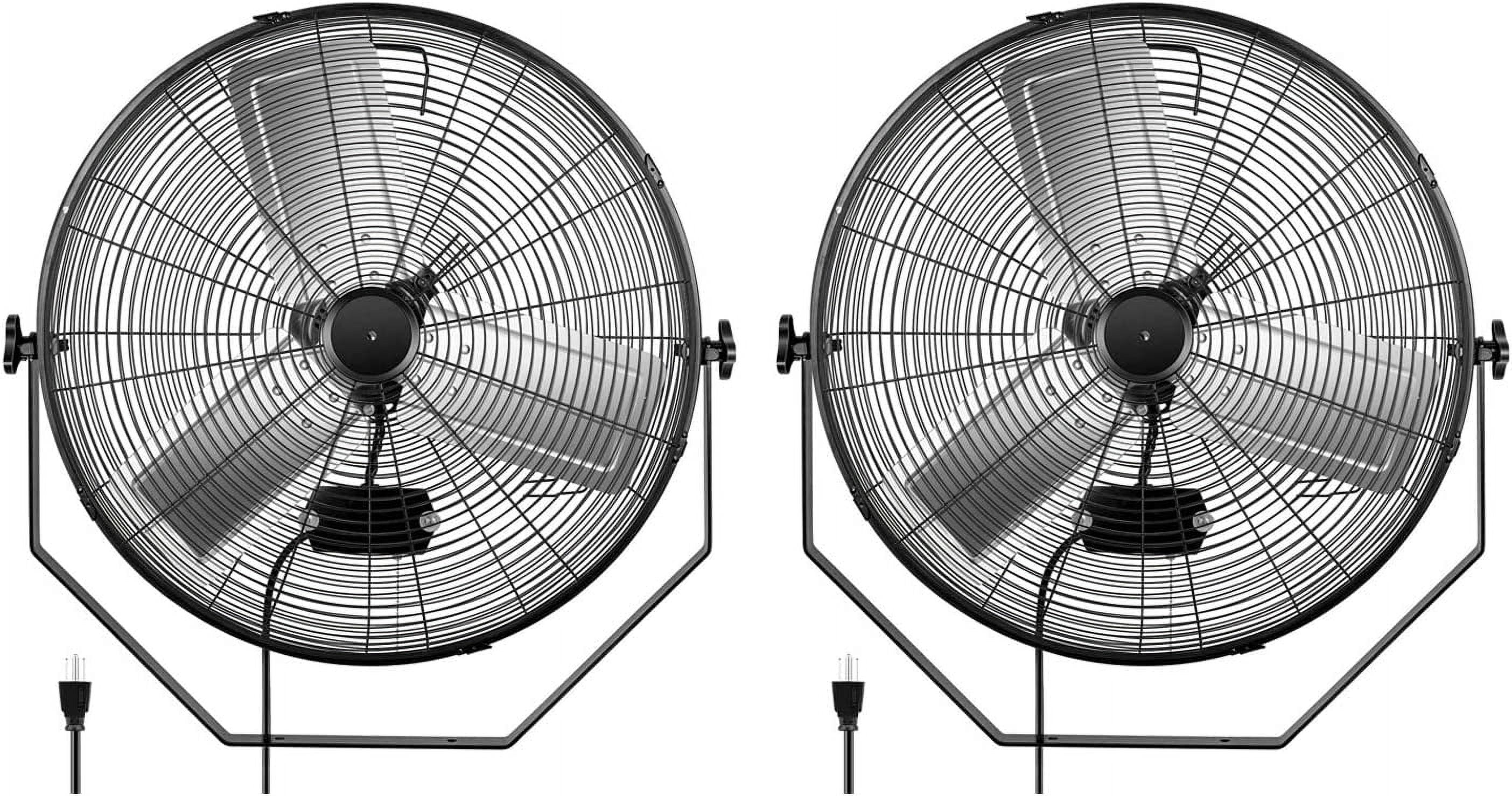 24'' Black Aluminum Industrial Wall Mount Fan, 2-Pack