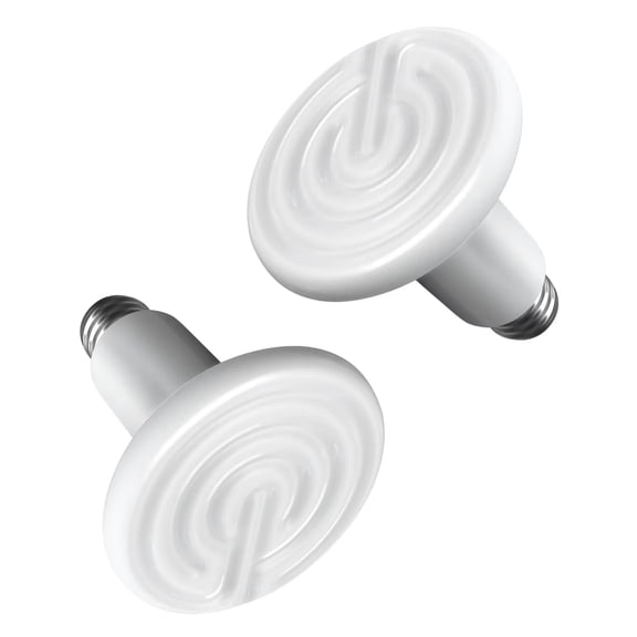 Simple Deluxe 100W Ceramic Heat Emitter Reptile Heat Lamp Bulb No Light Emitting Brooder Coop Heater for Amphibian Pet Snake Turtle & Incubating Chicken, No Harm, White, 2 Pack