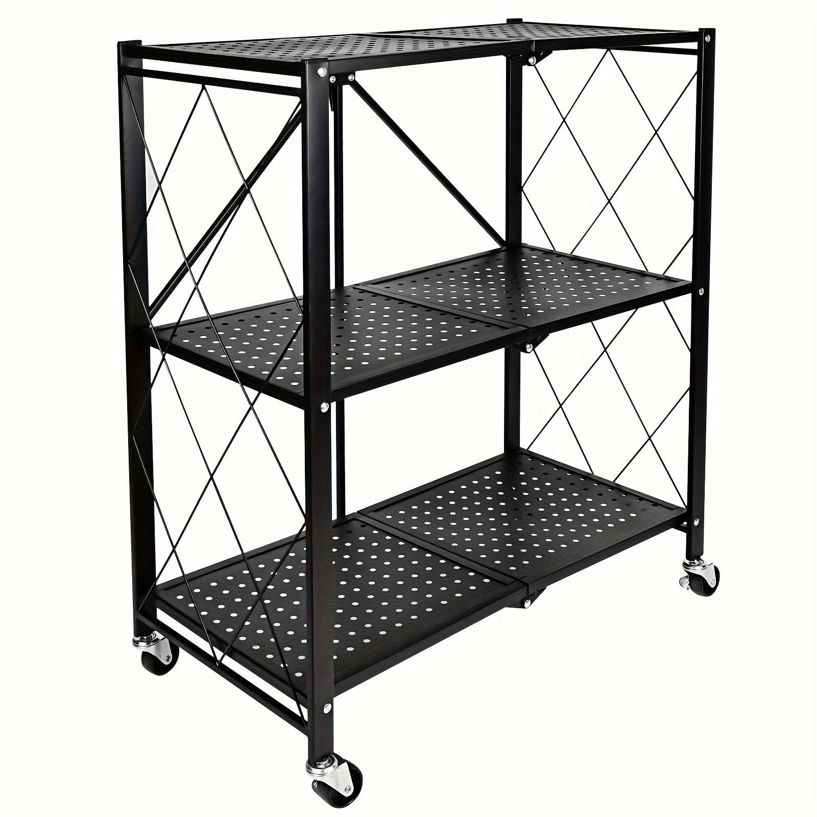 Simple Deluxe 3-Tier Heavy Duty Foldable Metal Rack Storage Shelving ...